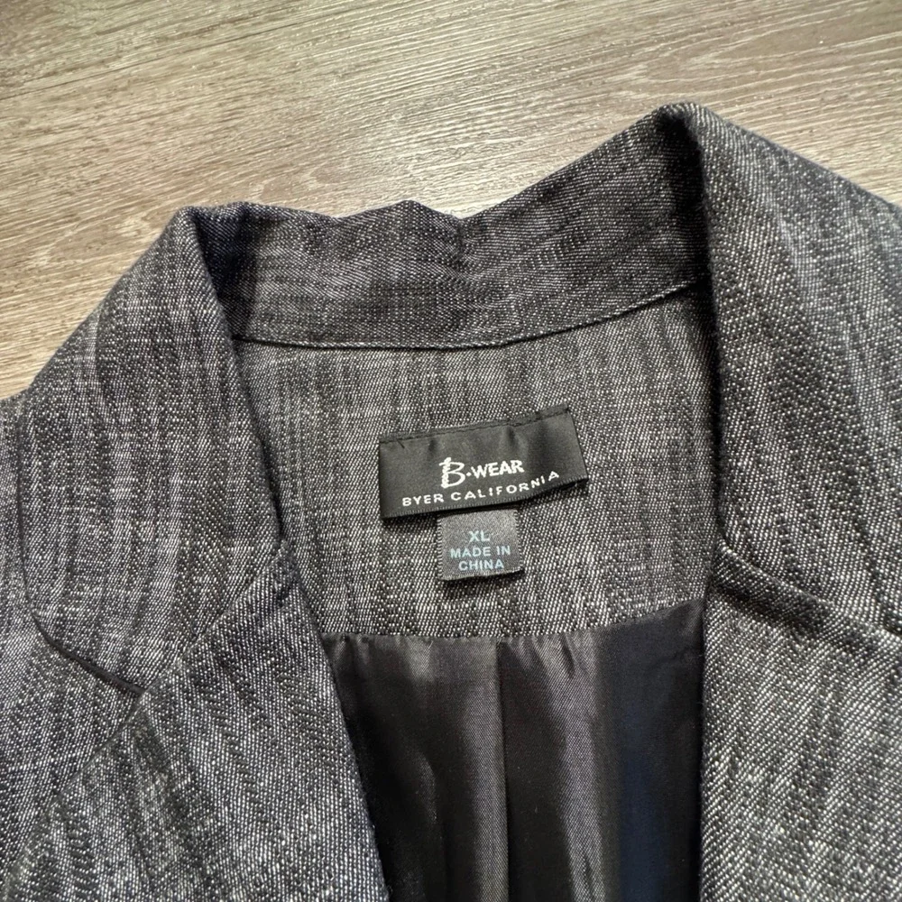 B Wear Blazer Women XL Gray Cotton Belted Office Career Byer California Jacket